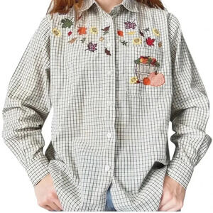 Karen Scott Long Sleeve Gingham Button Up Fall Festive Size XL